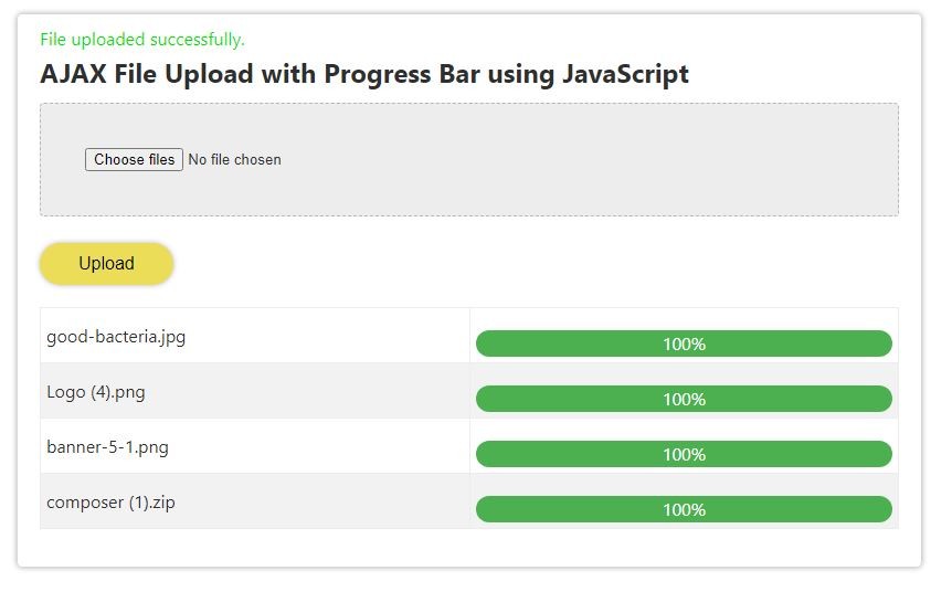 Uploading Multiple Files with Progress Bar via Ajax and PHP