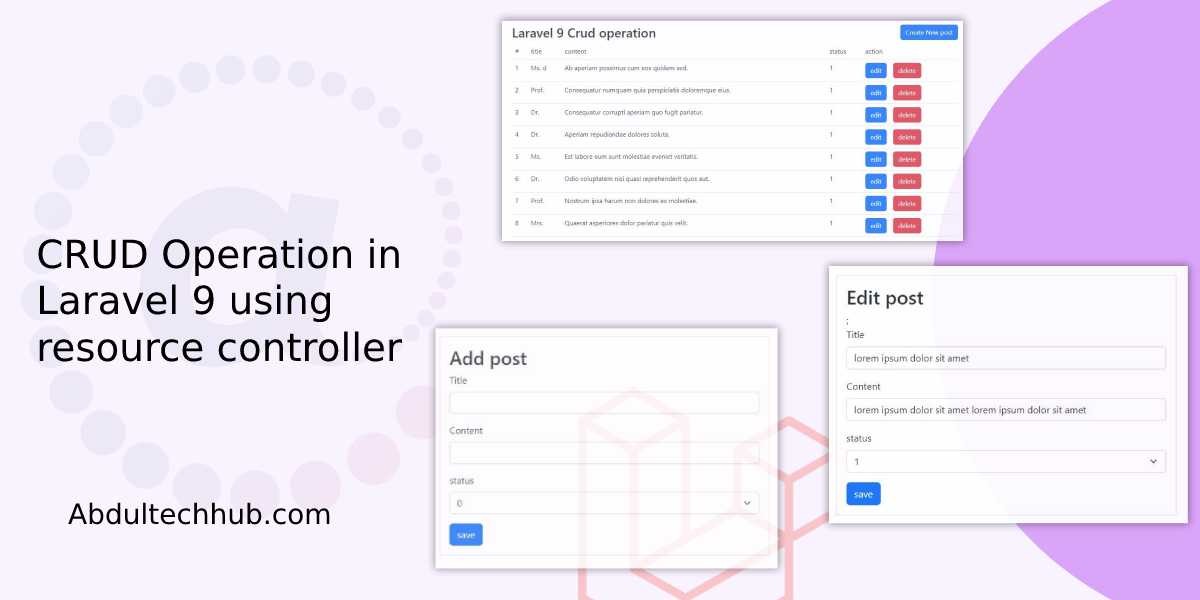 CRUD Operation in Laravel 9 using resource controller