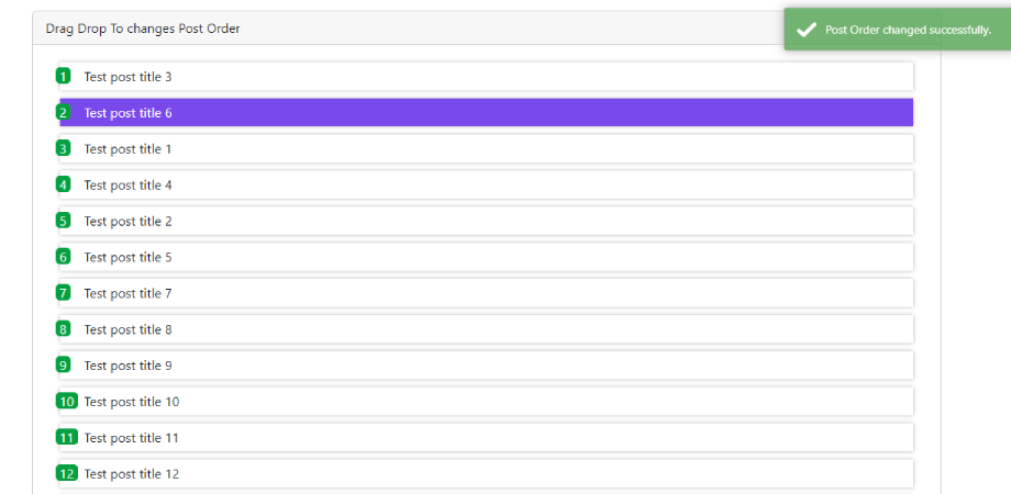 Drag Drop to Change Post or Menu order in laravel